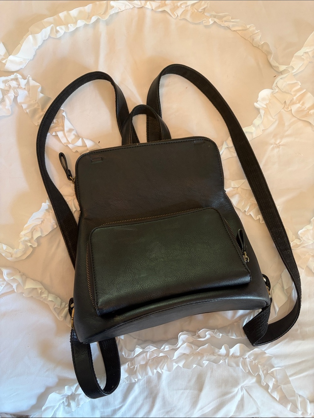Joy Black Leather Backpack - Minimal Everyday Bag